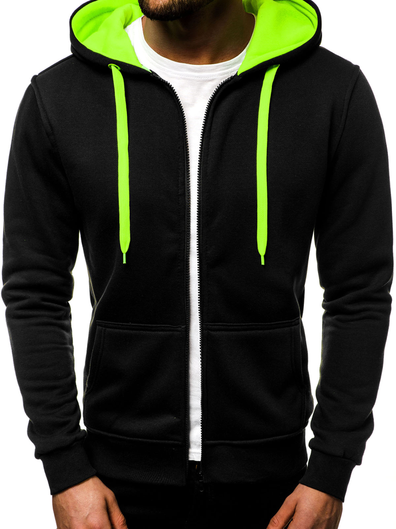 Bluza rozpinana męska czarno-seledynowa OZONEE JS/2013