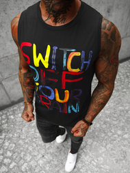 Koszulka bez rękawów męska czarna OZONEE O/T102/3