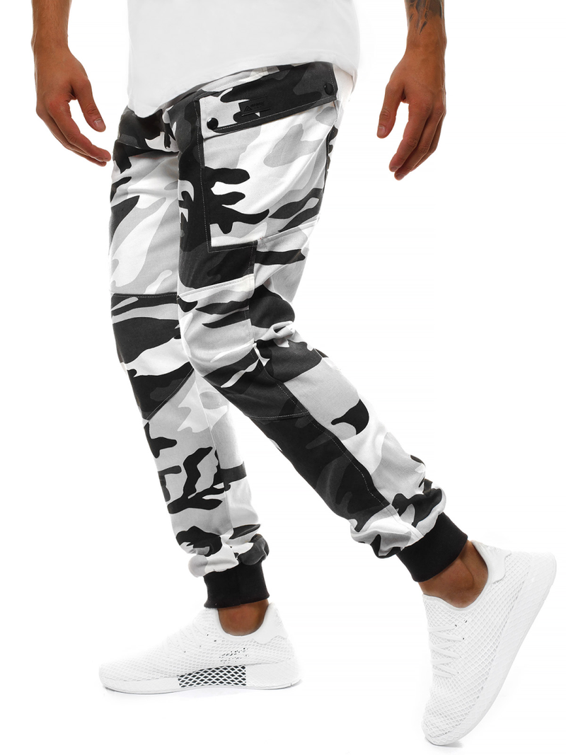 Spodnie męskie chino joggery czarno-białe OZONEE O/11103