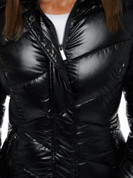 Kurtka zimowa damska parka z futerkiem czarna OZONEE O/DK026/1