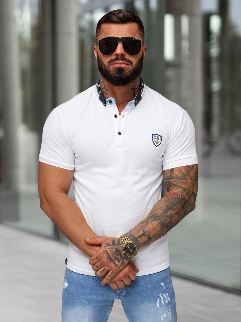 Koszulka męska polo biała OZONEE O/QQ921