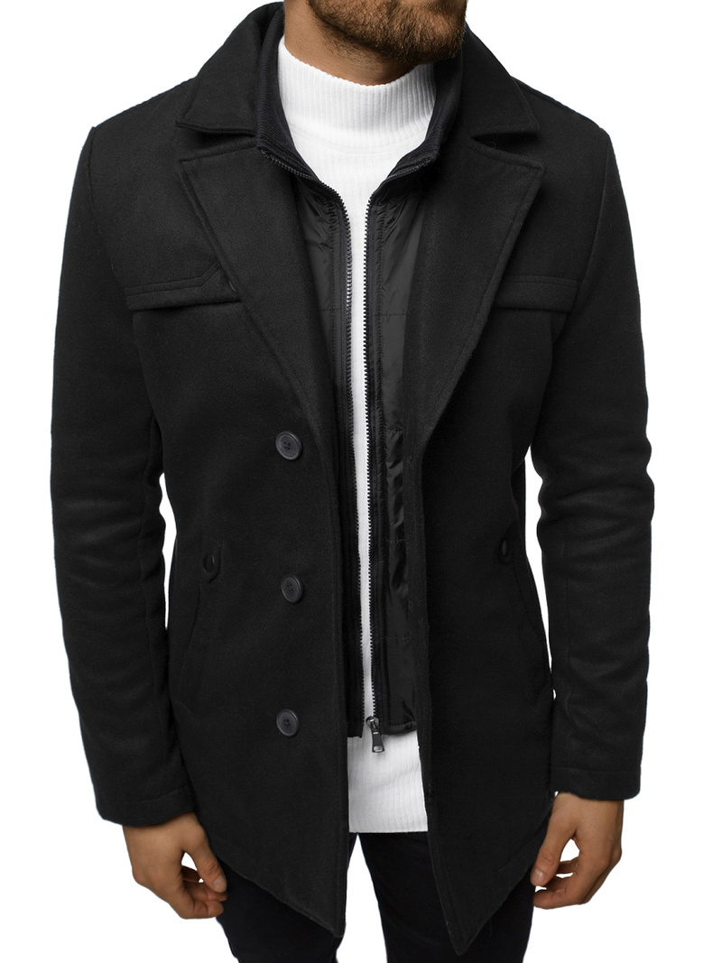 Płaszcz męski czarny OZONEE JS/79M3137Z