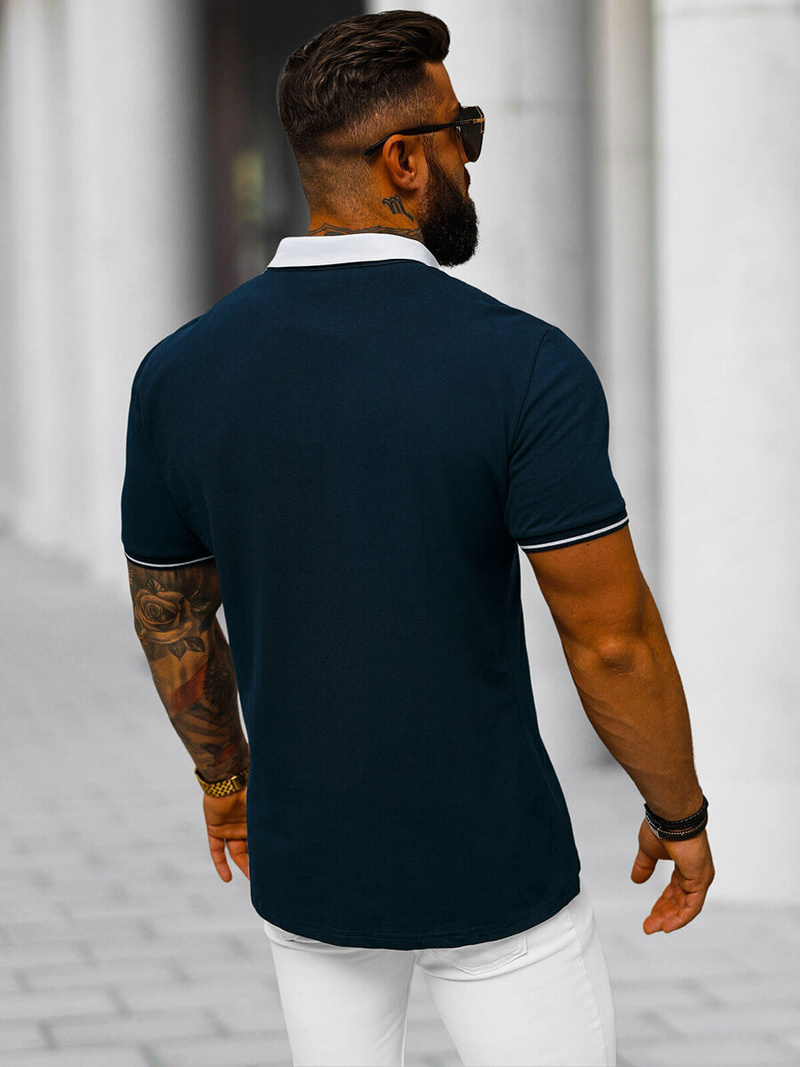 Koszulka męska polo granatowa OZONEE O/DA836