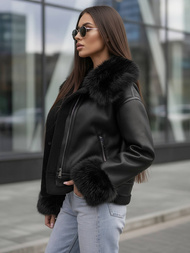 Kurtka zimowa damska z kożuchem czarna OZONEE JS/61M8505/392Z