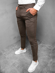 Spodnie męskie chino materiałowe brązowe OZONEE DJ/5533