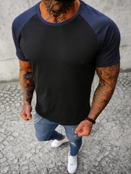 T-shirt męski czarno-granatowy OZONEE JS/8T82/3
