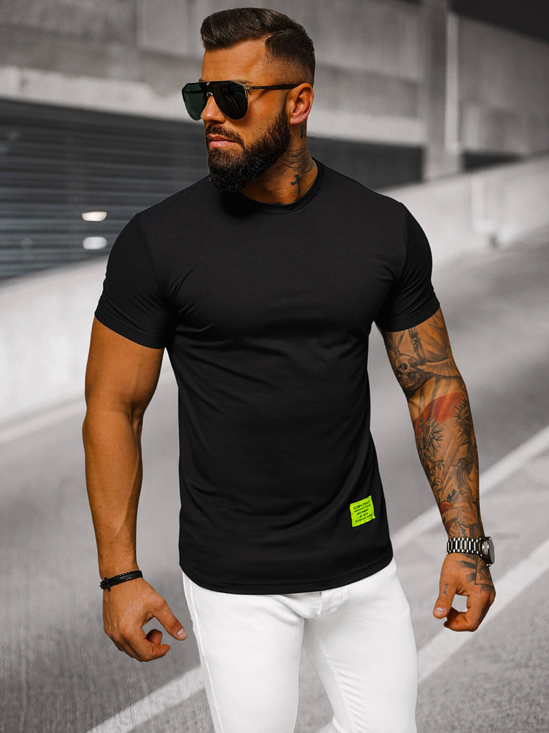 T-shirt męski slim fit czarny OZONEE NB/MT3046Z
