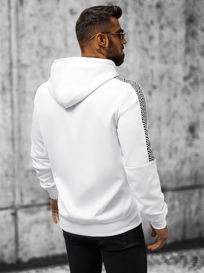 Bluza z kapturem męska biała OZONEE JS/8B996/1