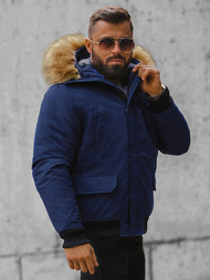 Kurtka zimowa męska z futerkiem granatowa OZONEE JS/M2019/215