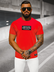 T-shirt męski z nadrukiem czerwony OZONEE MR/21540