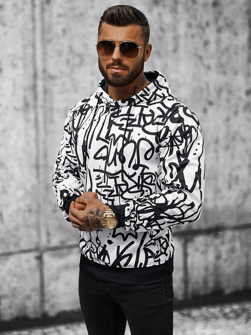 Bluza z kapturem męska biała OZONEE JS/8B1151/1