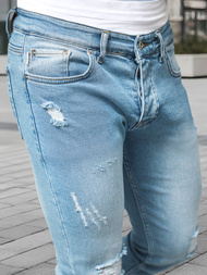 Spodnie jeansowe męskie slim fit jasno-niebieskie OZONEE DO/2860