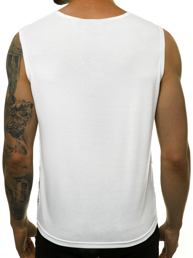 T-Shirt męski bez rękawów biały OZONEE JS/KS2085