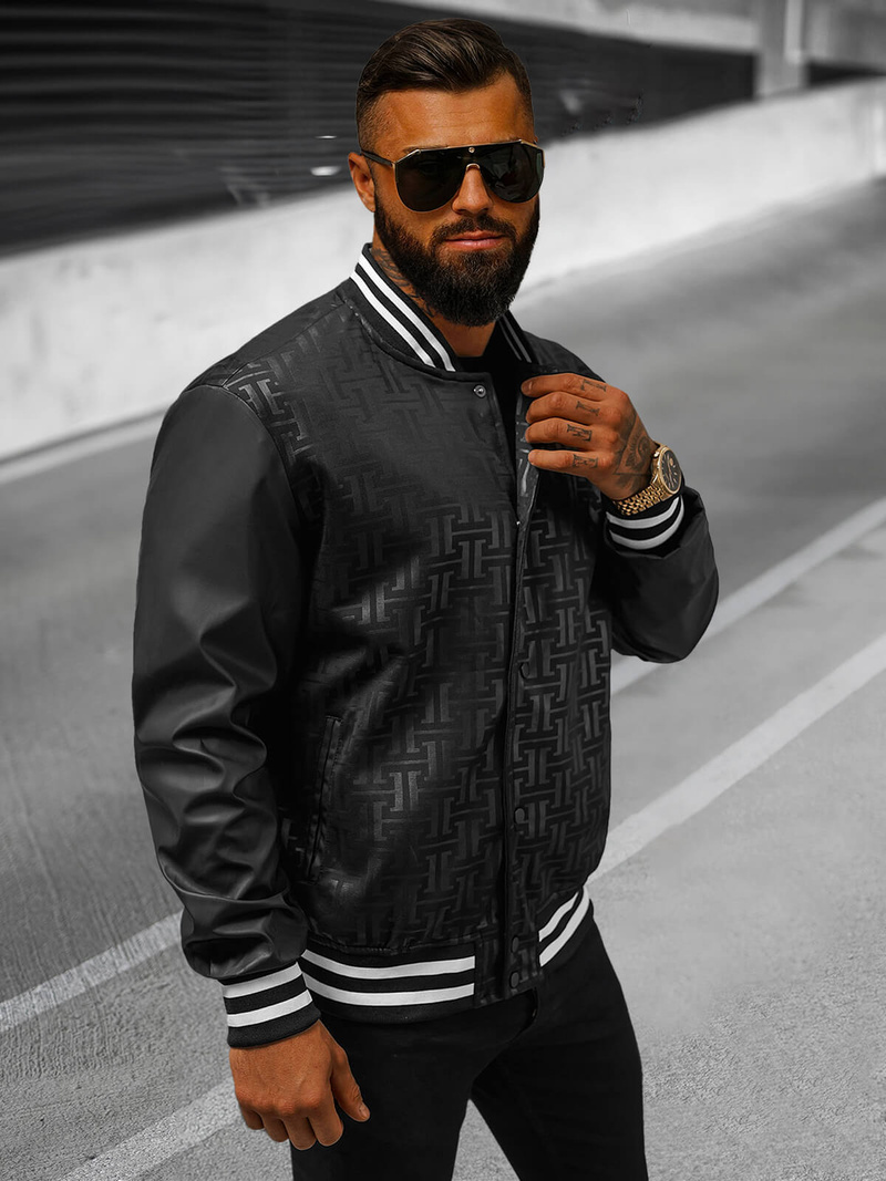 Kurtka przejściowa męska bomberka czarna OZONEE O/3A172Z