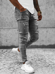 Spodnie jeansowe męskie grafitowe OZONEE O/0387