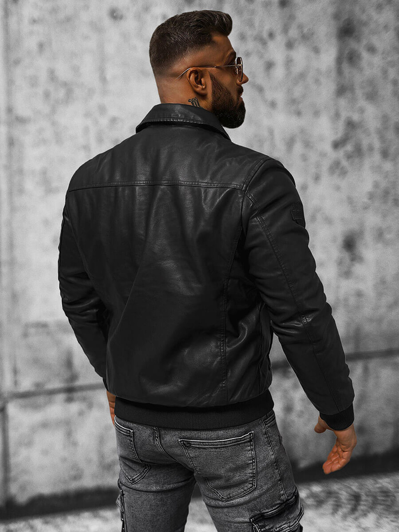 Kurtka skórzana męska czarna OZONEE O/4811Z