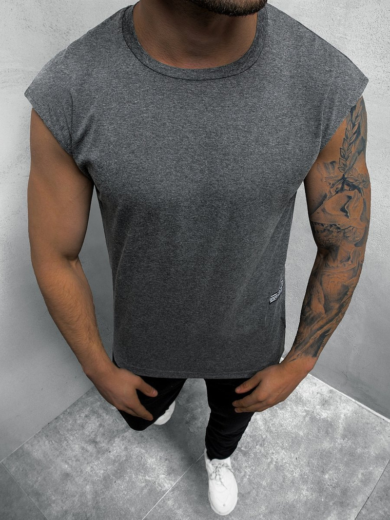 Koszulka bez rękawów męska grafitowa OZONEE O/1265Z