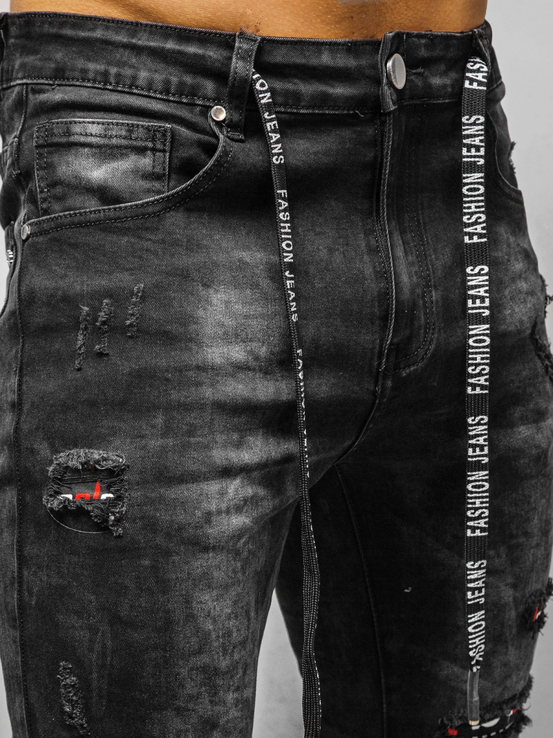 Spodnie jeansowe męskie czarne OZONEE DR/TF091Z