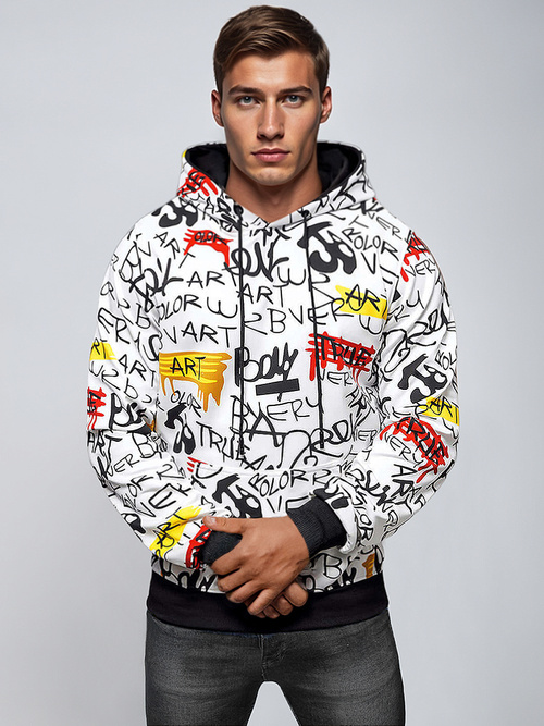 Bluza z kapturem męska biała OZONEE JS/8B1251/1