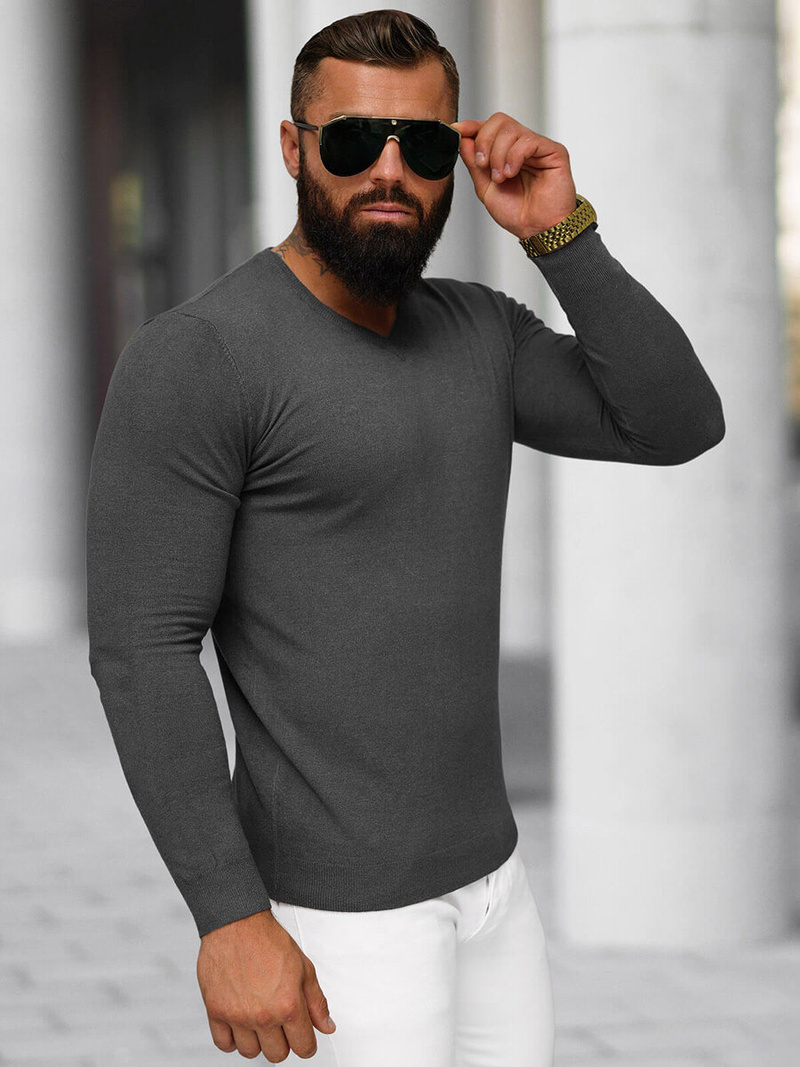 Sweter męski grafitowy OZONEE NB/MMB601/3Z