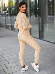 Komplet dresowy damski welurowy jasno-beżowy OZONEE O/8C1173/159