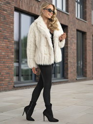 Kurtka zimowa damska futrzana biała OZONEE JS/11Z8261