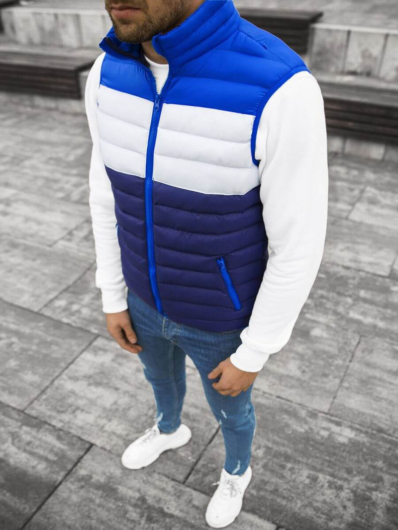 Kamizelka męska pikowana granatowo-niebieska OZONEE JS/M13076/215Z