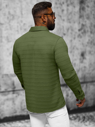 Bluza męska z kołnierzykiem khaki OZONEE O/TB2271