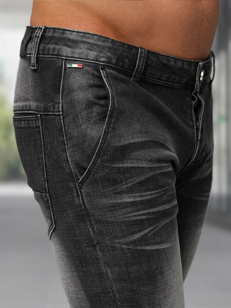 Spodnie jeansowe męskie slim fit czarne OZONEE NB/MP0091N