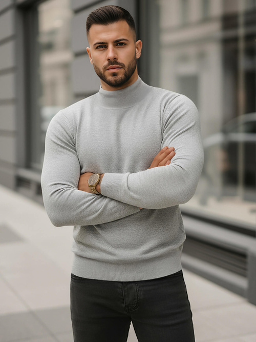 Sweter męski półgolf szary OZONEE V/V24503