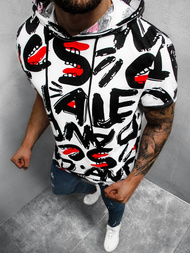 T-Shirt męski z nadrukiem biało-czarny OZONEE O/BL202Z