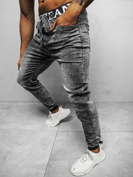 Spodnie jeansowe joggery męskie grafitowe OZONEE DR/TF116