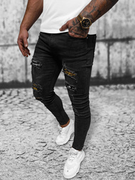 Spodnie jeansowe męskie czarne OZONEE DR/TF219