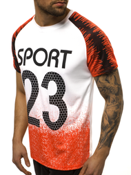 Футболка чоловіча Бiло-Помаранчева OZONEE JS/KS2068