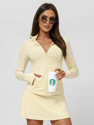 Жіноча надлегка спортивна куртка kремова OZONEE JS/17B553/1