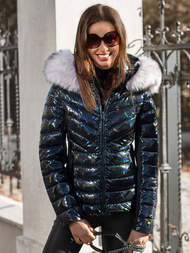 Kurtka zimowa damska z futerkiem czarna OZONEE O/DK059/1Z