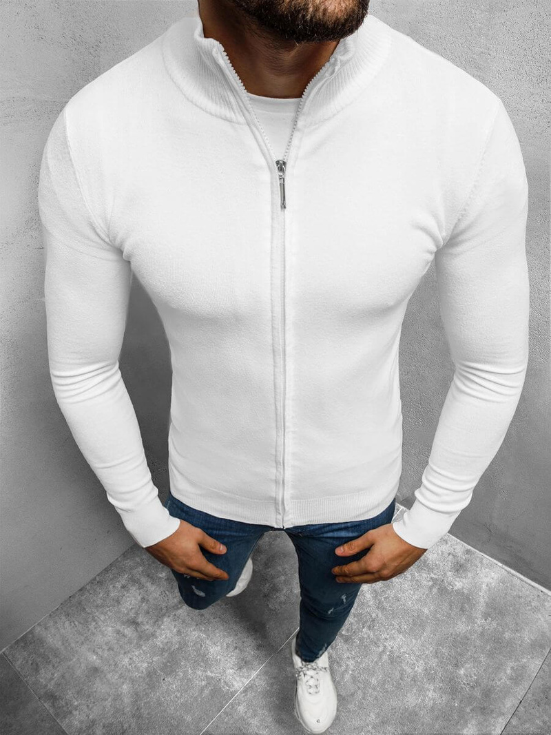 Sweter męski rozpinany biały OZONEE TMK/YY07/2Z