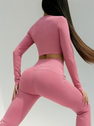 Legginsy damskie z szeroką nogawką ciemno-różowe OZONEE JS/17K588/111Z