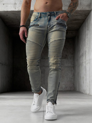 Spodnie jeansowe męskie slim fit niebieskie OZONEE O/EM8886