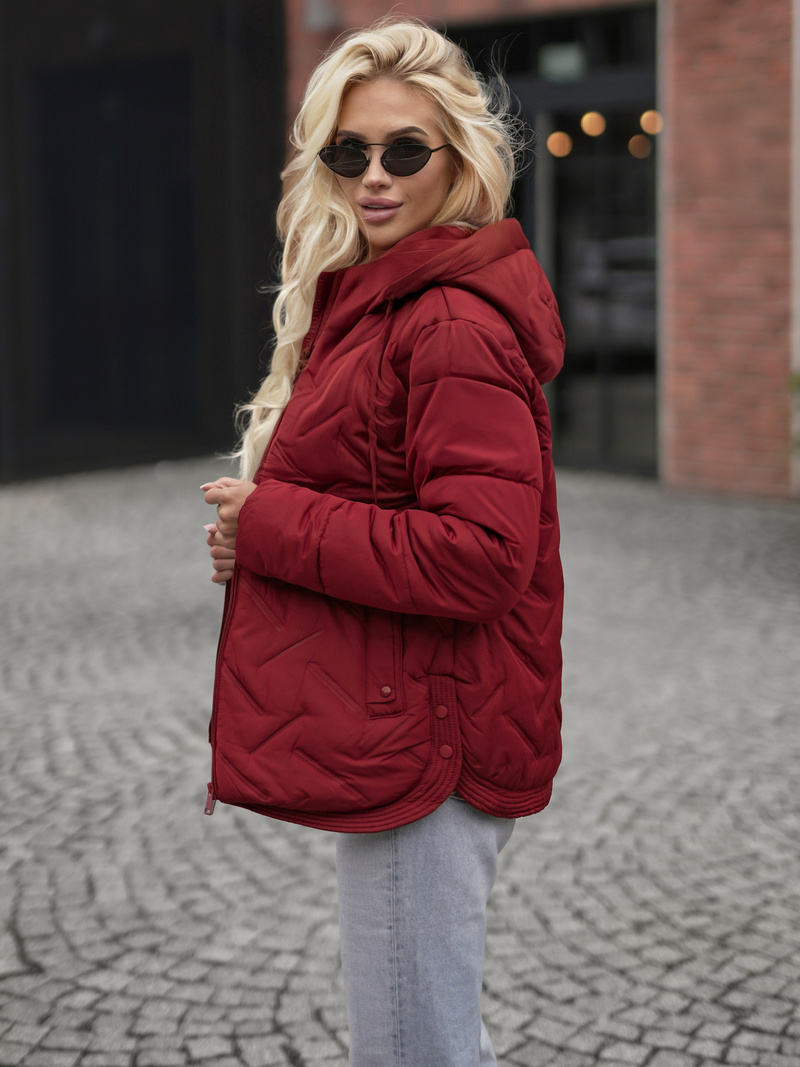 Kurtka zimowa damska pikowana burgundowa OZONEE JS/16M9300/06Z