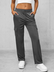 Spodnie damskie z szeroką nogawką grafitowe OZONEE O/HGM6616