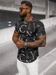 T-shirt męski z nadrukiem czarny OZONEE O/T6482