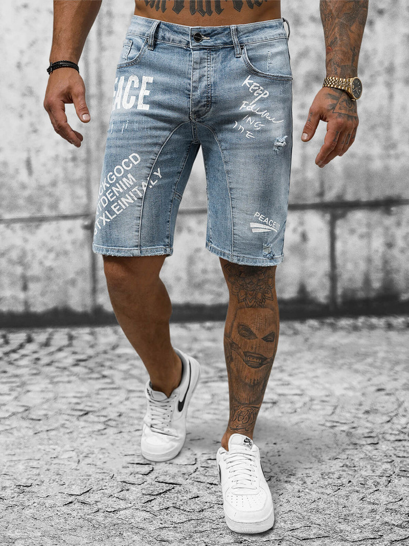 Spodenki męskie jeansowe niebieskie OZONEE NB/MP0259BC