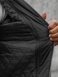 Чоловіча шкіряна куртка Чорна OZONEE JS/11Z8004