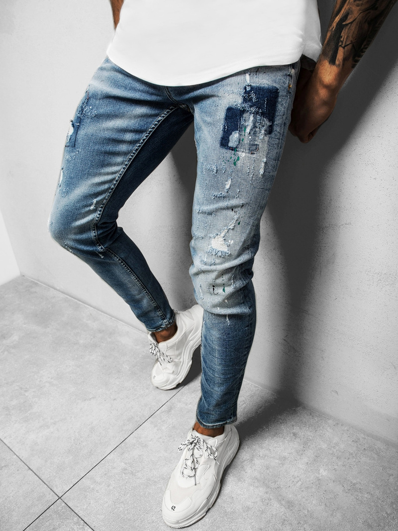 Spodnie jeansowe męskie niebieskie OZONEE B/20203077