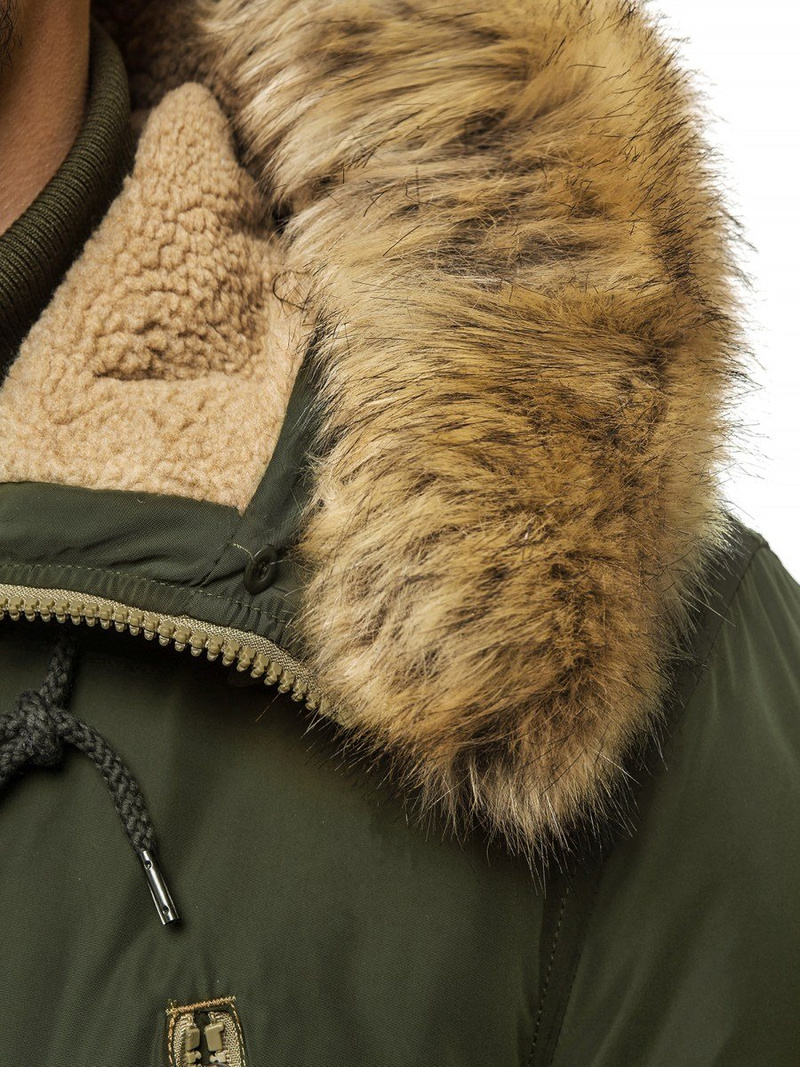 Kurtka zimowa męska parka z futerkiem khaki OZONEE JB/X1045KZ