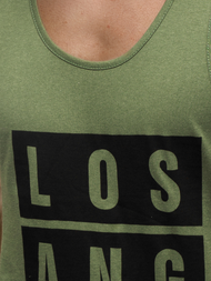 Koszulka bez rękawów męska z nadrukiem zielona OZONEE 724T