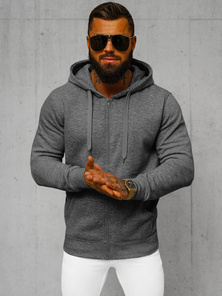 Bluza męska z kapturem rozpinana ciemno-szara OZONEE JS/2008Z