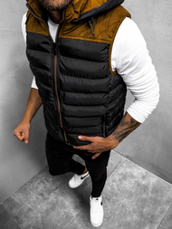 Kamizelka męska pikowana z kapturem czarna OZONEE O/5371Z 