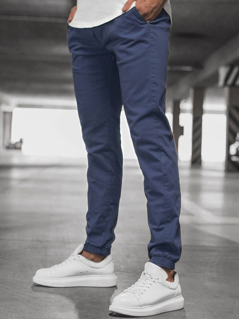 Spodnie męskie chino joggery jasno-granatowe OZONEE JB/JP1145/5